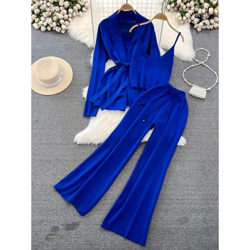 V Neck Waist Trimming Spaghetti Straps Vest Pants Fashion Suit