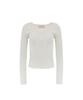 Odeuwonaus Button Melange Knit Top Ivory