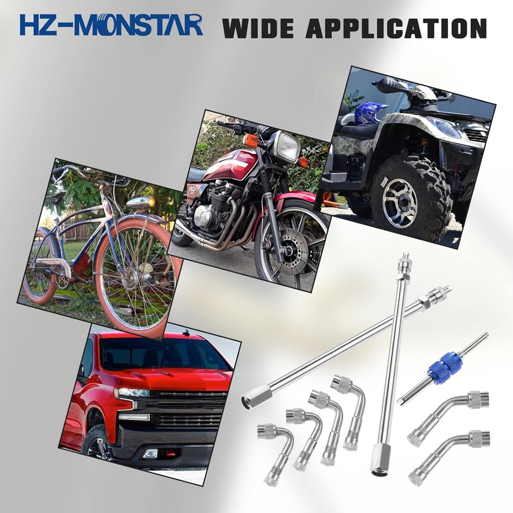 9Pcs Valve Stem Extenders Dually Valve Stem Extenders, 45 90 135 Degree Angled Tire Valve Extension Adapter Universal Valve Stem Extensions