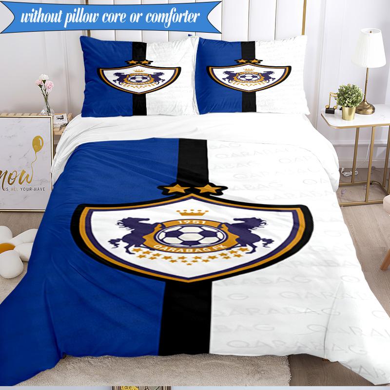 3PCS Qarabag Soccer Team Crest Design Bedding Set 2D Printing (Includes 1 Duvet Cover + 2 Pillowcases Coreless), Bedroom decor,Fan gift