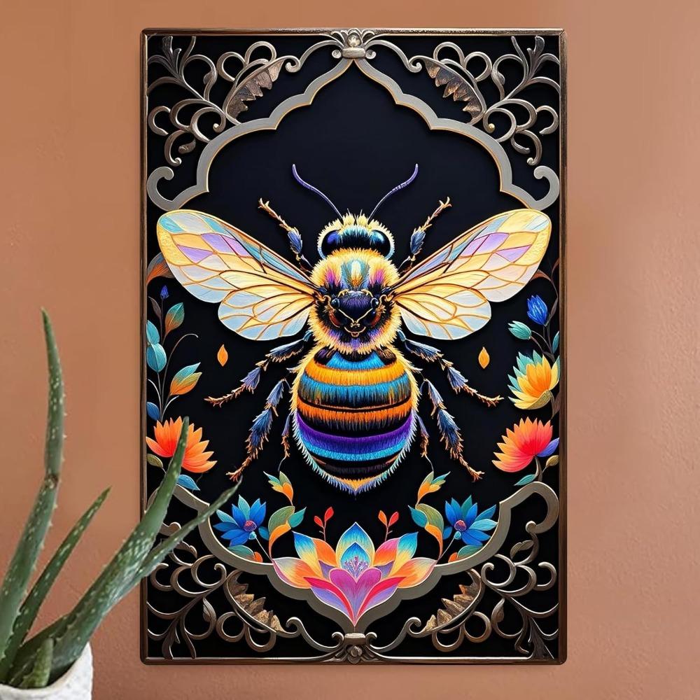 SeeyooBeeStyle4TinSign Seeyoo Retro Tin Sign Bee Style 4 - Vintage Metal Wall Art, Durable Colorfast Home/Bar Decor