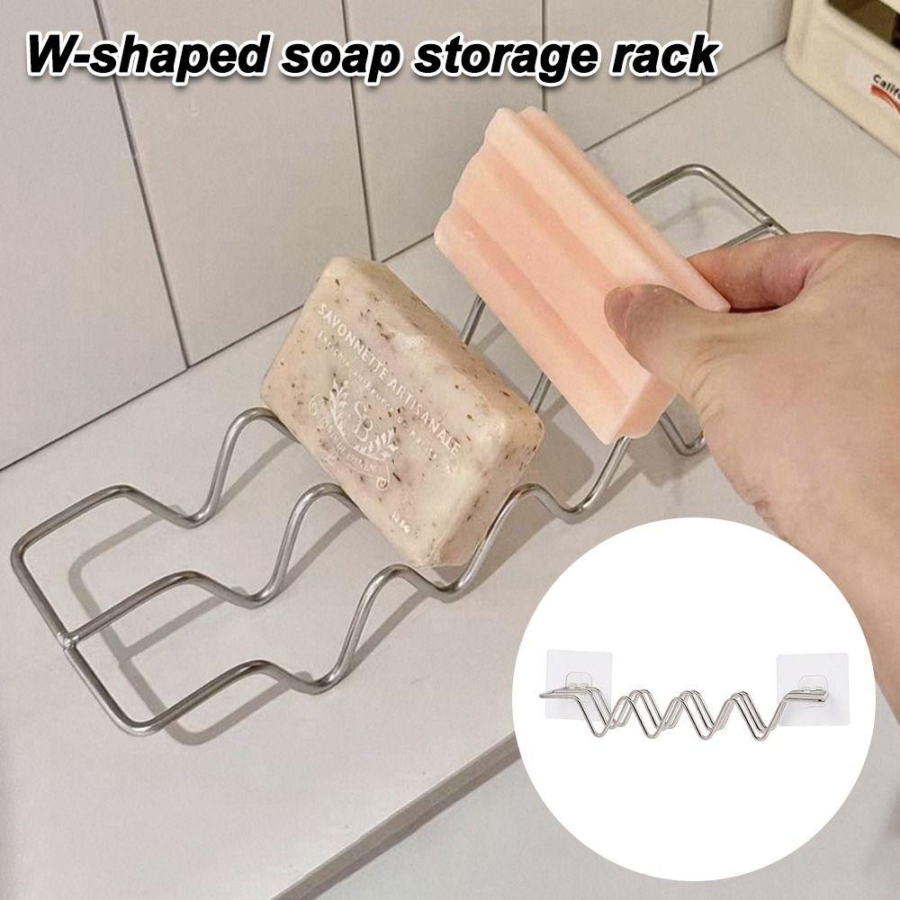 Minimalist Style Stainless Steel Soap Rack Moisture-Proof Wall-Mountable Soap Dish Waterproof Draining Rack Household Use