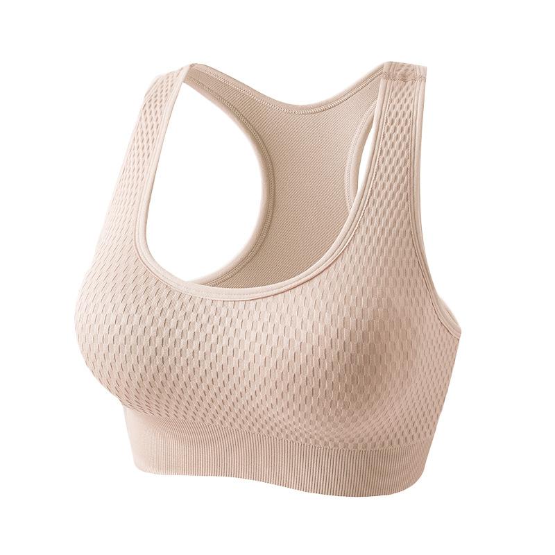 

Женский ударопрочный бюстгальтер для йоги, фитнеса, бега, пуш-ап, перекрестная спинка, быстросохнущий, бесшовный, дышащий, спортивный бюстгальтер XXXL телесный