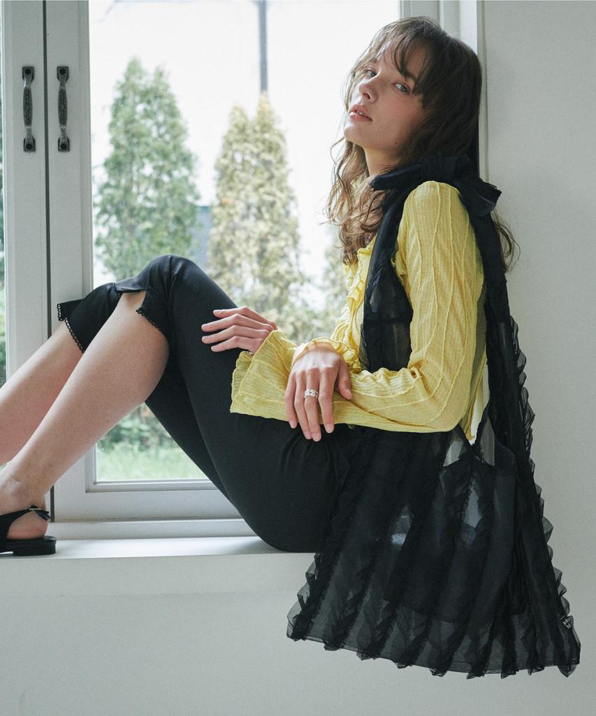 Jedrefeb5 Sheer Ruffle Hobo Reversible Black