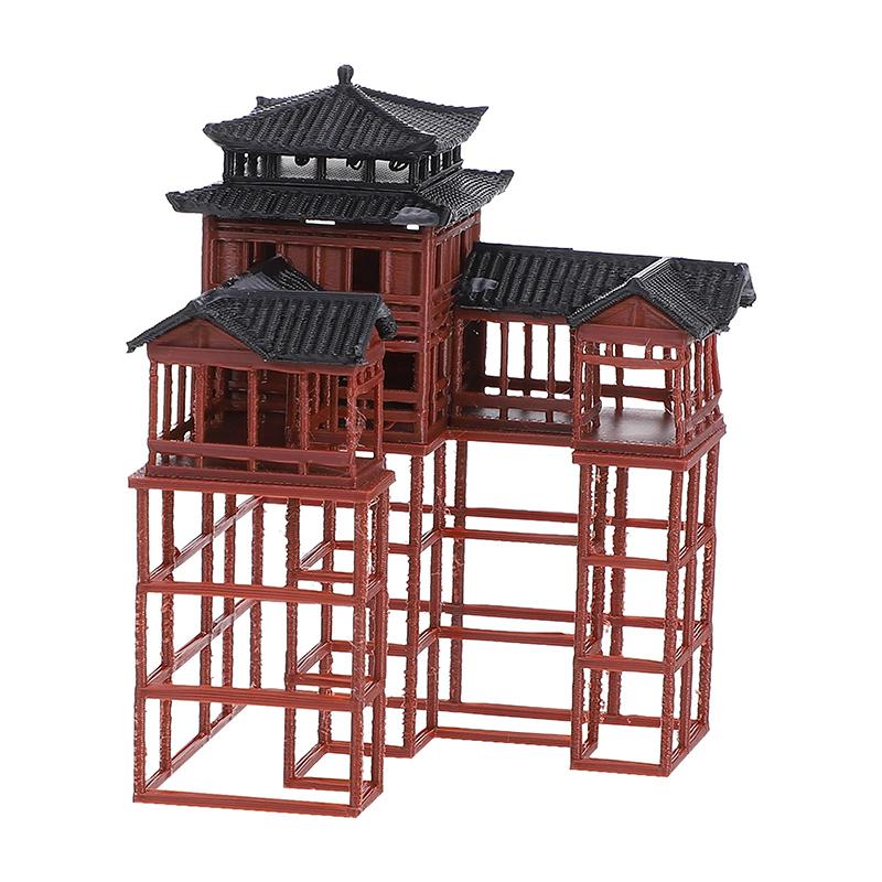 Chinese Inn Statue Ancient Building Model Miniature Japanese Pavilion Decorations Miniature Zen Garden Aquarium Bonsai Ornaments