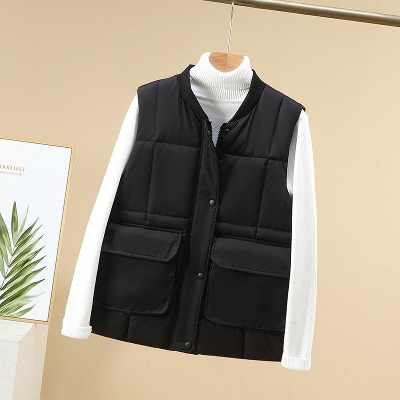 Ženy Podzim Zima Pevné Tlusté Outwear Vesta Bavlna Vycpaný Stojáček Límec Bunda Bez rukávů Kabát Vesta