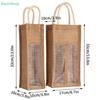 Windowed Burlap Red Wine Gift Bag Linen Tote Single Double Bottle Champagne Package Bags Wedding Favors For Guests