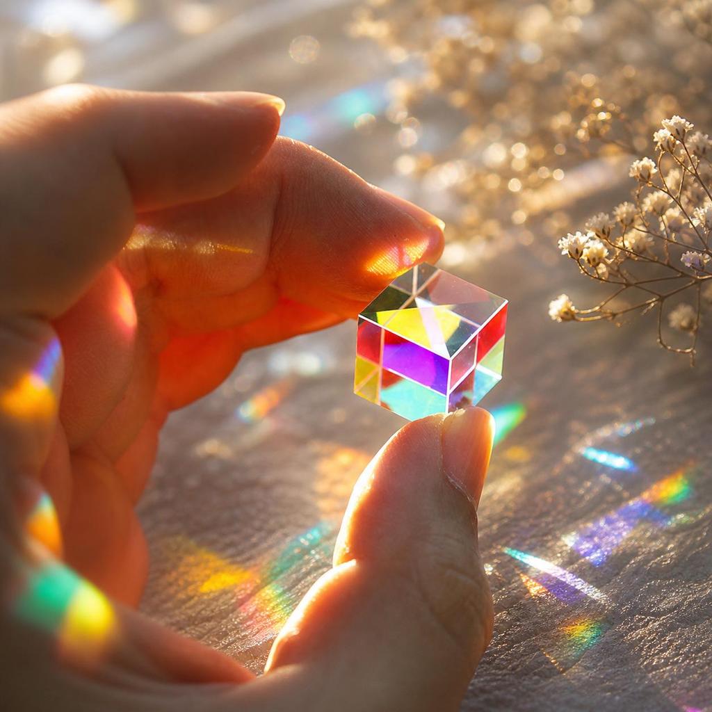 Sun Catcher Prism Cube: Colorful Crystal Glass Ornament - Ideal Qixi Gift for Girlfriend