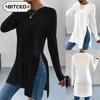 Women's Fashion Casual Solid Color Print Long Sleeve O-Neck Blouses & Shirts Unique Design