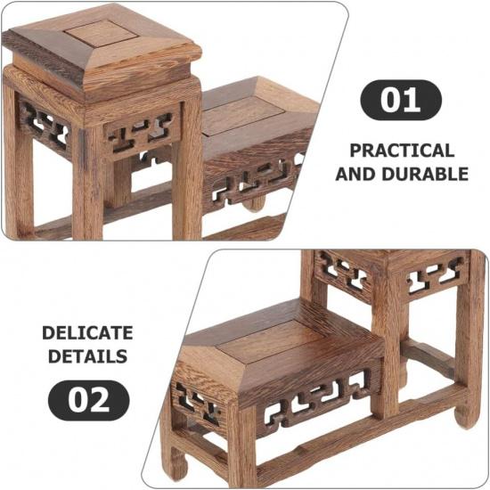 Angoily Vintage Display Stand Wood Stand for Crafts Figurine Display Base Tabletop Wood Base Vase Display Stand Flower Vase Base Buddha Statue Stand