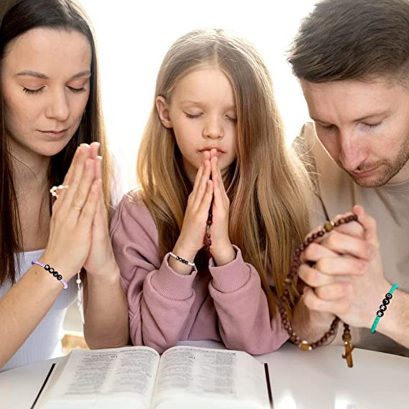 7PCS Colorful WWJD Bracelets Teen Girl Summer Beaded Bracelets Religious Stretch Bracelets What Would Jesus Do Bracelets