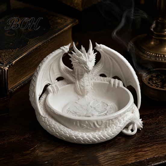 Langlebige PLA Drachenskulptur Gotisches Schmuckschalen-Tablett, 3D-gedruckte Figur, Mythisches Wesen Desktop-Form Aufbewahrungs-Tablett Organizer für Schlüssel Münzen