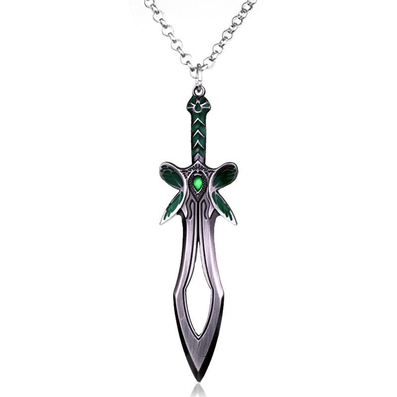 DOTA2 Weapon Model & Portal Scroll Pendant Necklace with Dota Logo Keychain