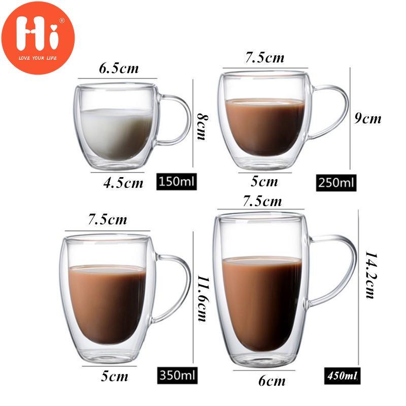 Hi Double Wall Glass Tea Cup Heat Resistant Coffee Milk Mug Transparent Water Drinking Cup