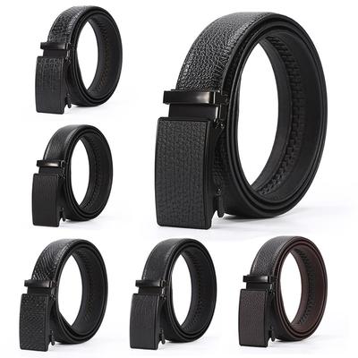Crocodile Pattern Men'S Edged Double-Thread Belt Business Sticker Leather Automatic Buckle Belt Belt