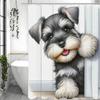 Niedlicher Schnauzer Duschvorhang, Dekorativer Duschvorhang für das Badezimmer, Wasserdichter Duschvorhang mit Haken