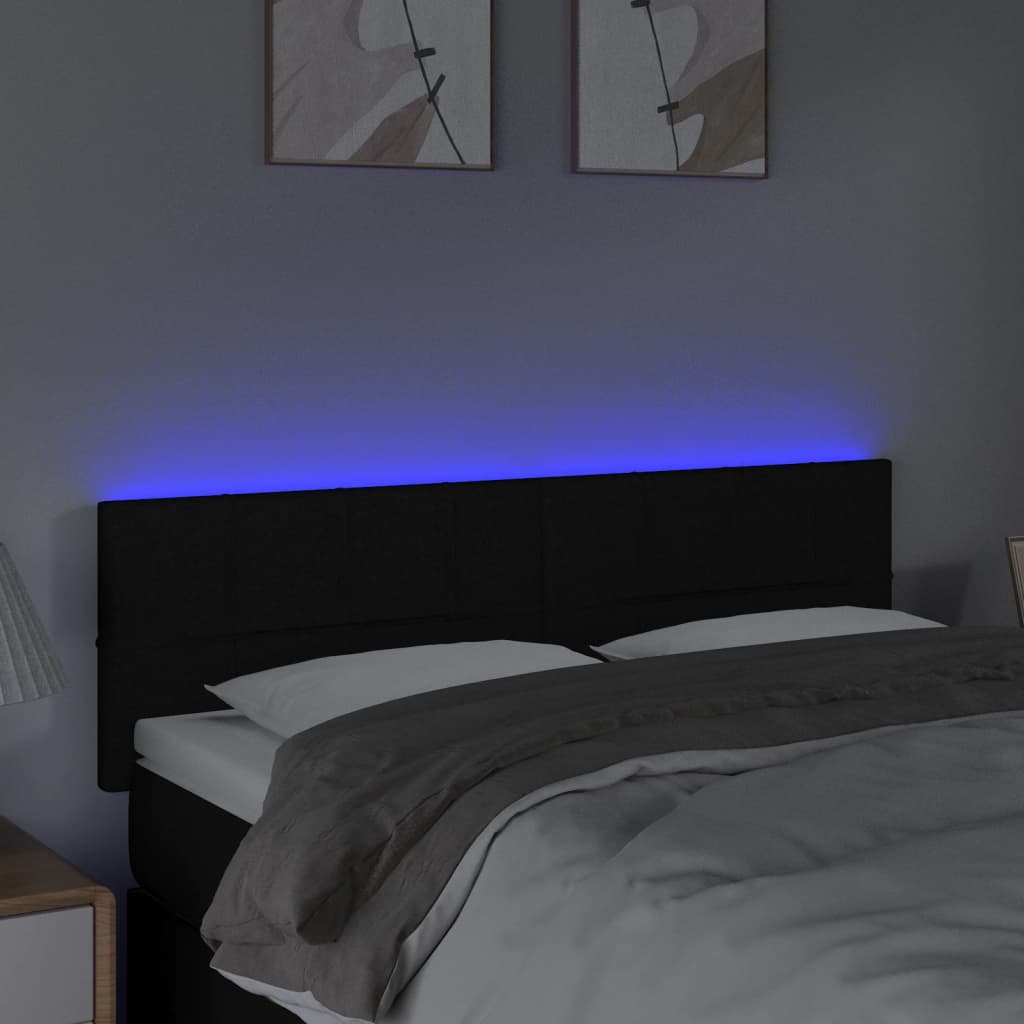 Vidaxl Bed Headboard with LED, Black, 144X5X78/88 Cm, Fabric