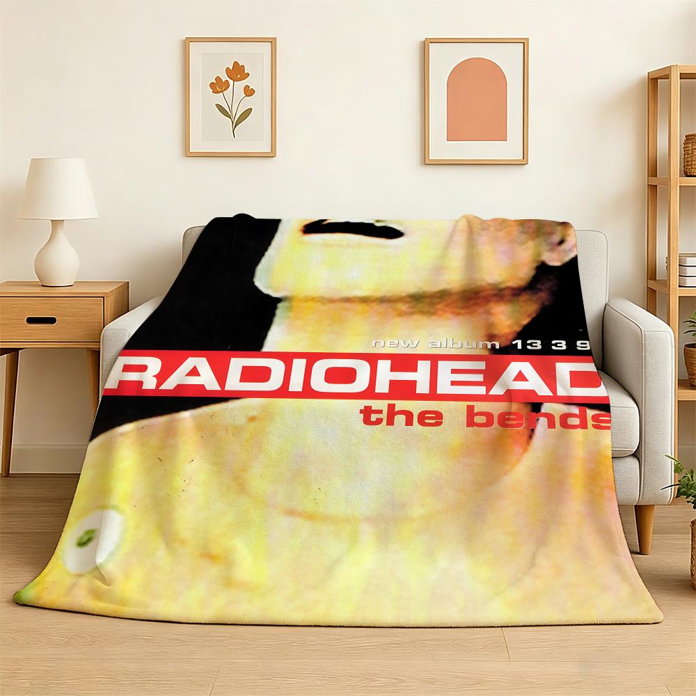 Art Rock Band Radiohead Music Throw 240g Flannel Blanket Lightweight Soft Skin-friendly Summer Thin Throw Blanket 75X95CM