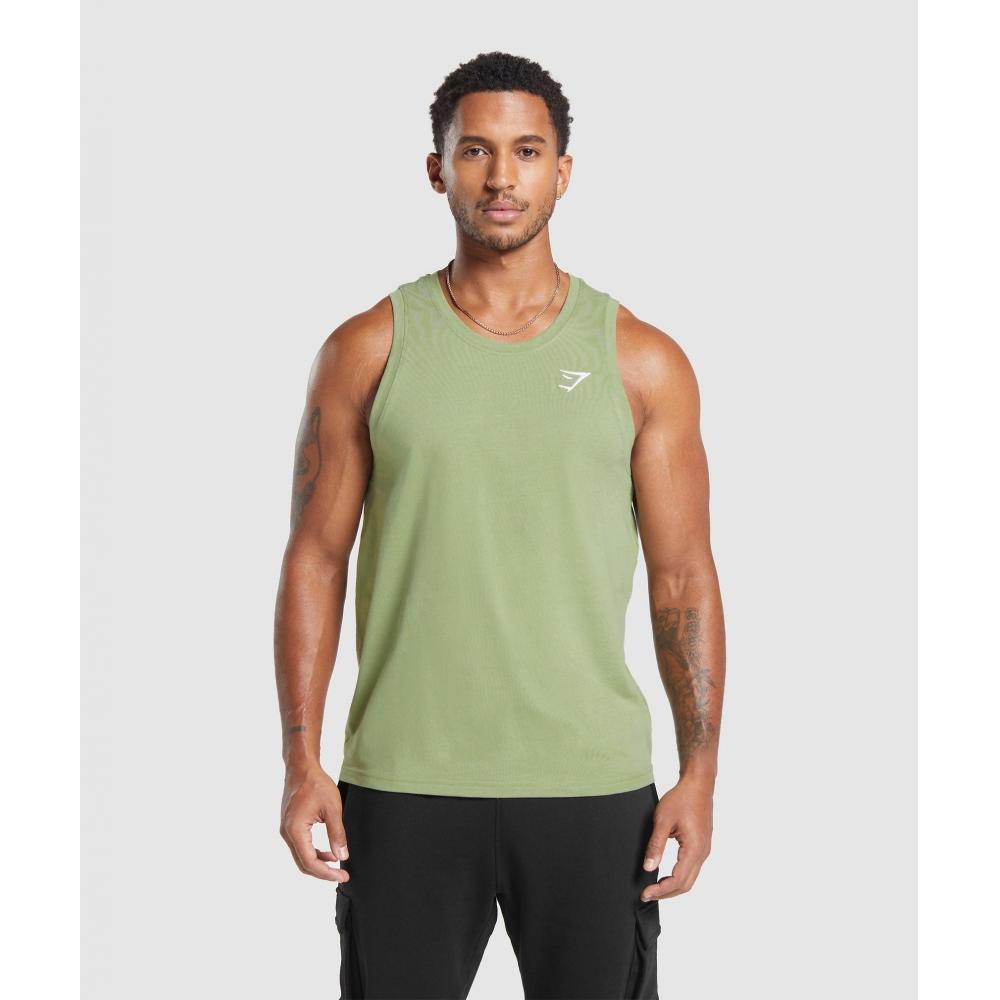 

GYMSHARK Crest Tank Natural Sage Green A3A7Q ECJK XS