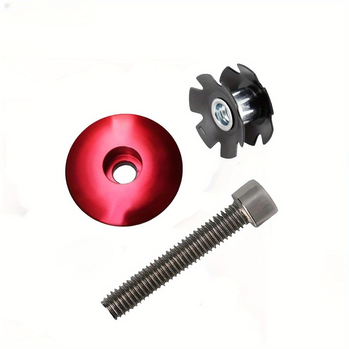 

3Pcs/set Bike Headset Stem Top Cap Cover With Screw, Headset Star Nut And Dust Cap червоний