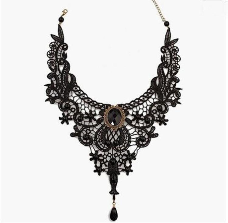 European And American Gothic Lace Collarbone Chain Women's Choker Simple Black Punk Accessory Collar