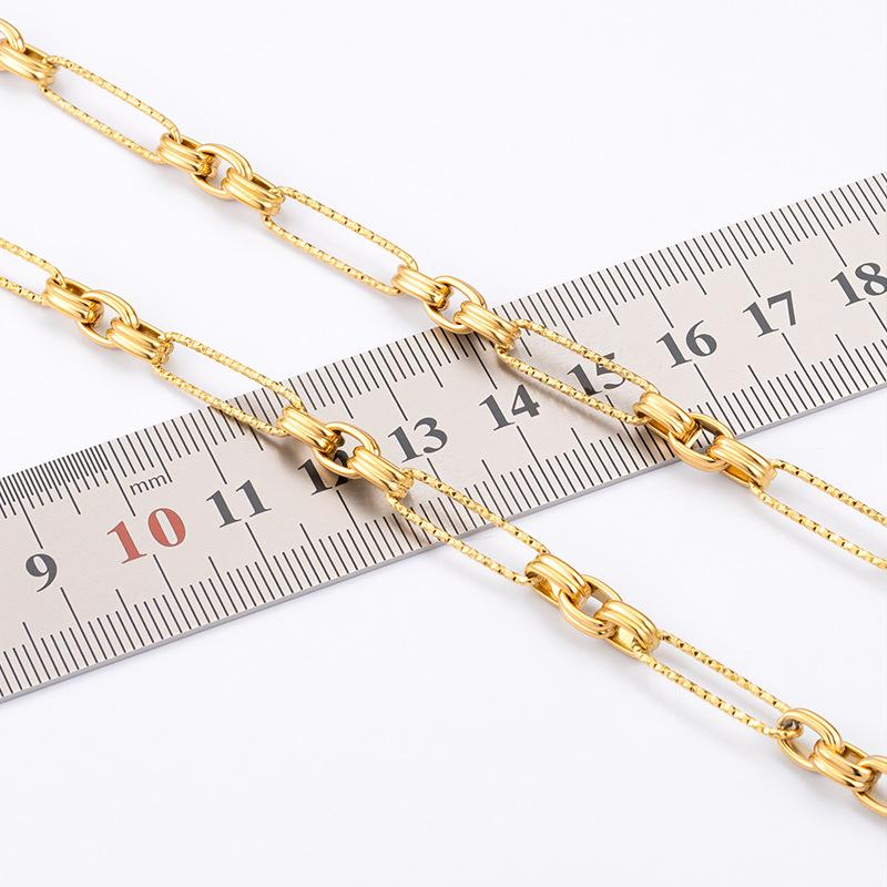 Hot Sale 304 Stainless Steel 18K Gold PVD Coating Plated Waterproof Scratch-resistant Geometric Handcrafted Chain Sell by Meter
