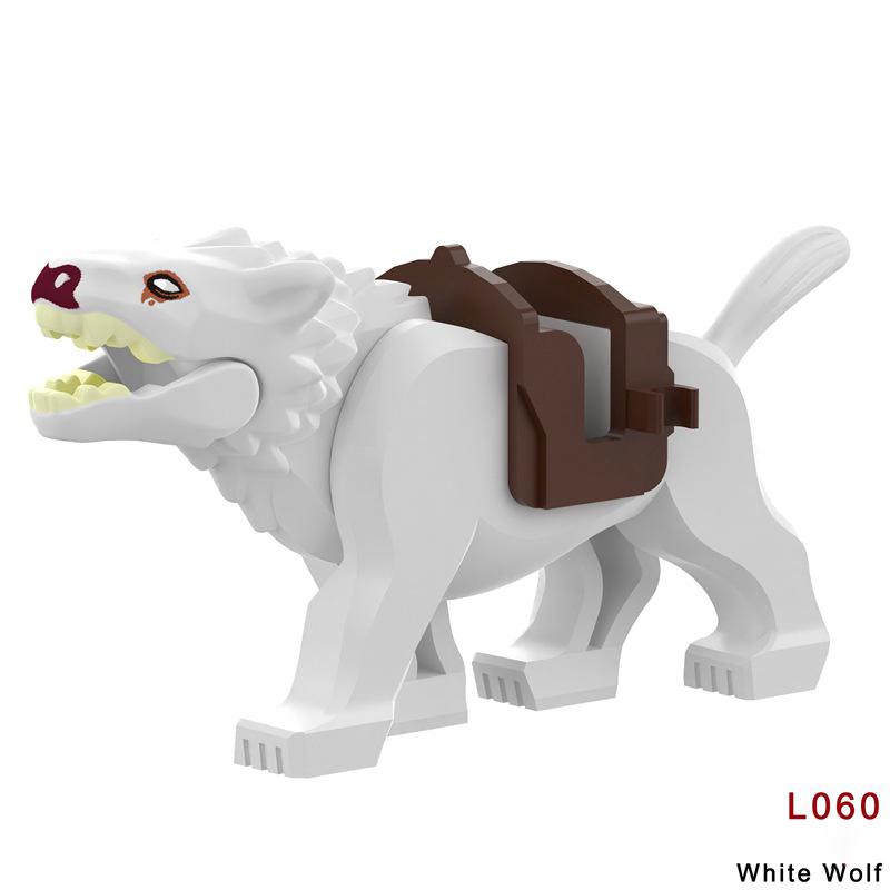 MOC Medieval Wolf Building Blocks Castle Army Knight Soldiers Figures Mount Animal Bricks Toys Gift DF004