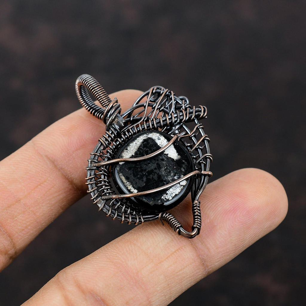 American Dichroic Glass Pendant Copper Wire Wrapped Pendant Gemstone Handmade Jewelry Birthstone Pendant For Gift Copper Wire Wrap Jewelry