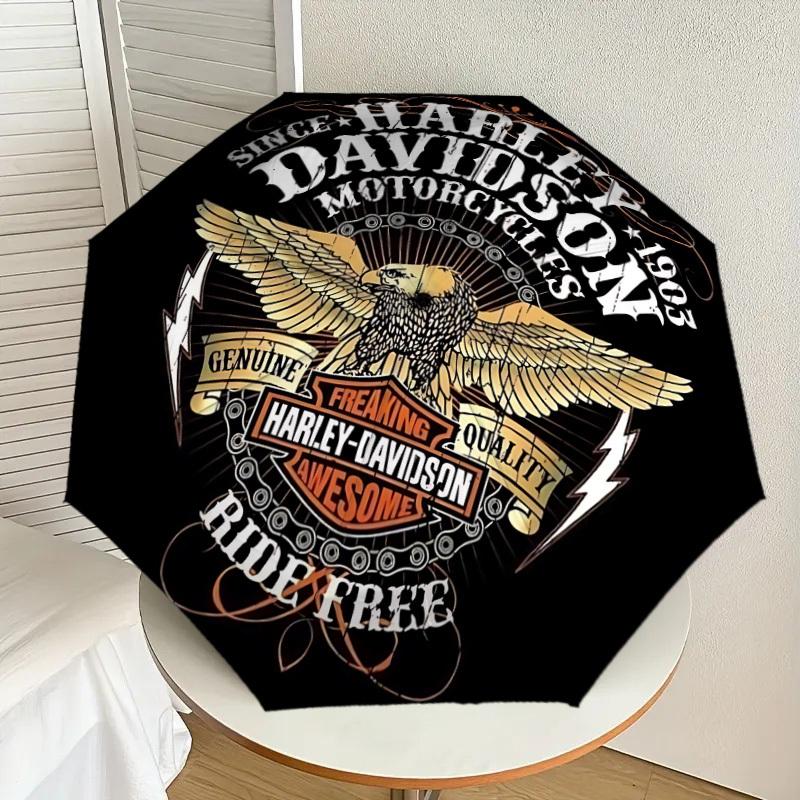 1 Stück Harley Davidson Auto Süßer Regenschirm | Tragbar Faltbar 8-Rippen Manuell Öffnend, Süßes Halloween- & Weihnachtsgeschenk für Draußen, Lässiges Accessoire, Langlebig C