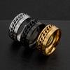 Titanium Steel Luminous Viking Digital Rotatable Chain Ring Nordic Personalized AdjustableOpen Ring European American Trendy Men Jewelry Birthday Gift