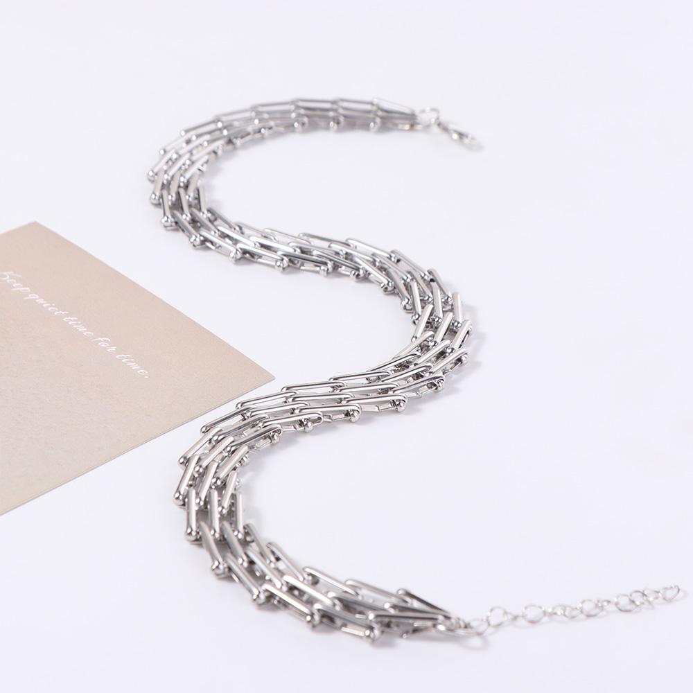 Mesh Design Exaggerated Cuban Chunky Chain Zinc Zinc Alloy Steampunk Choker Cool Hip Hop Necklace  Girls