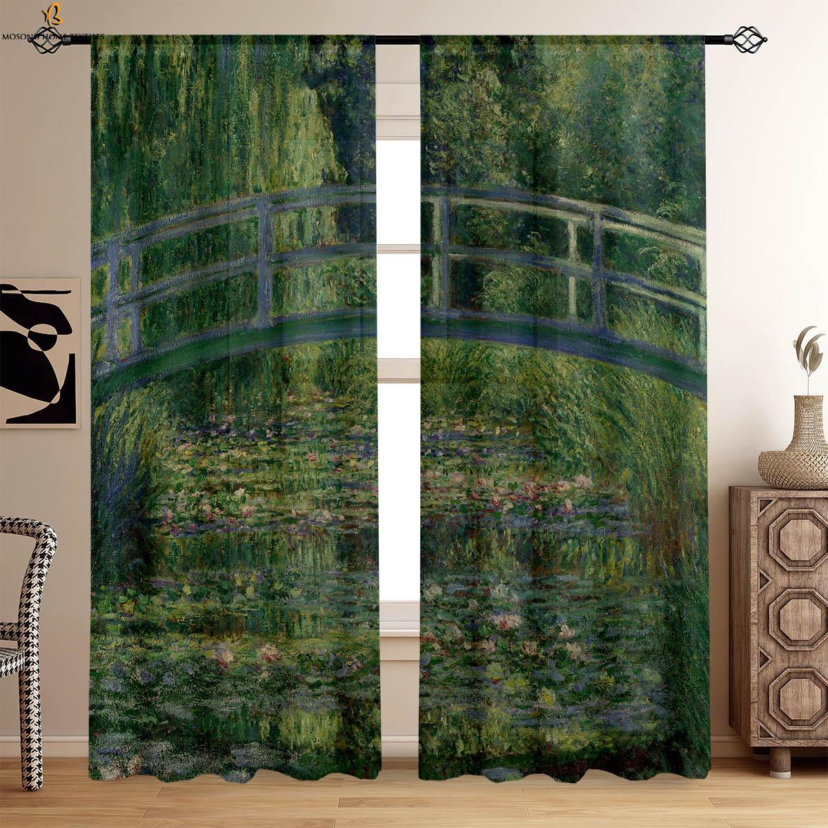 

Художественные шторы с принтом масляной живописи в ретро-стиле с карманом для штанги, подходящие для спальни, гостиной, студии, декоративные шторы W50xH130(CM)x2PCS&Rod pocket