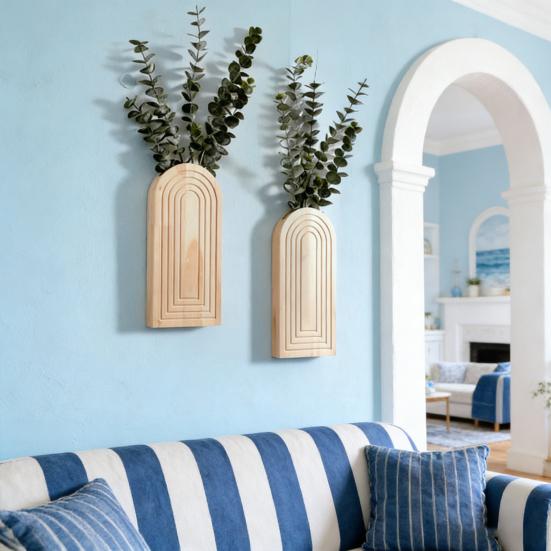 Väggvas i trä Boho Väggbonad Planterare Farmhouse Väggkonst Dekor för Entré Hall Badrum Vardagsrum Matsal Smala Utrymmen