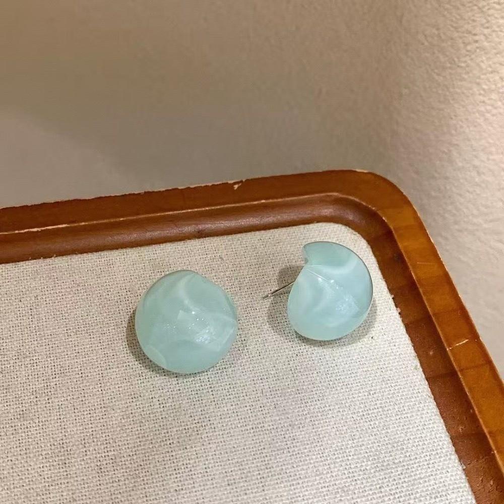 Resin Women s Earring Half Circle Fashion Earring Sweet Ball Stud Earring  Women синий