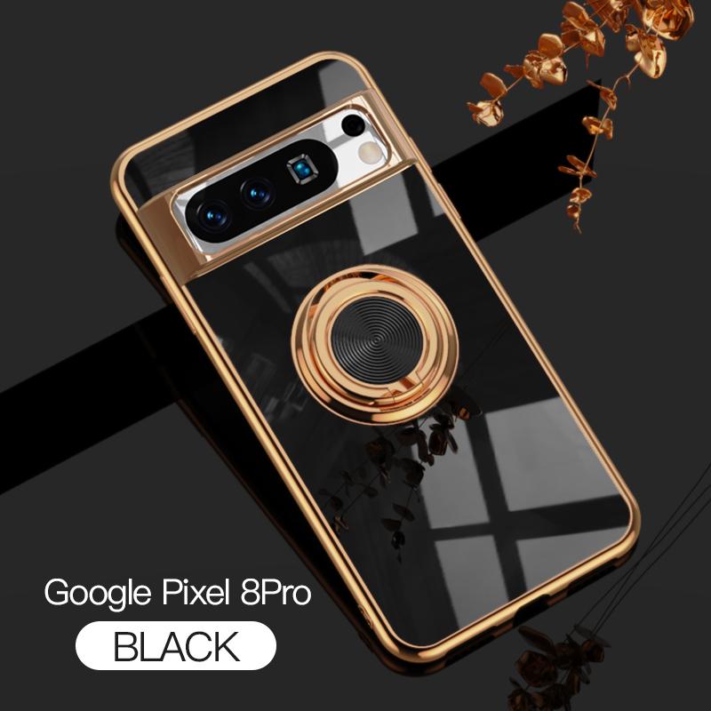 

Flexbile Shockproof Plating Ring Holder Phone Case For Google Pixel 10 9 Pro XL 9A 8A 7A 6A 5A 8 7 9 Pro Stand Back Cover Funda Google Pixel 9