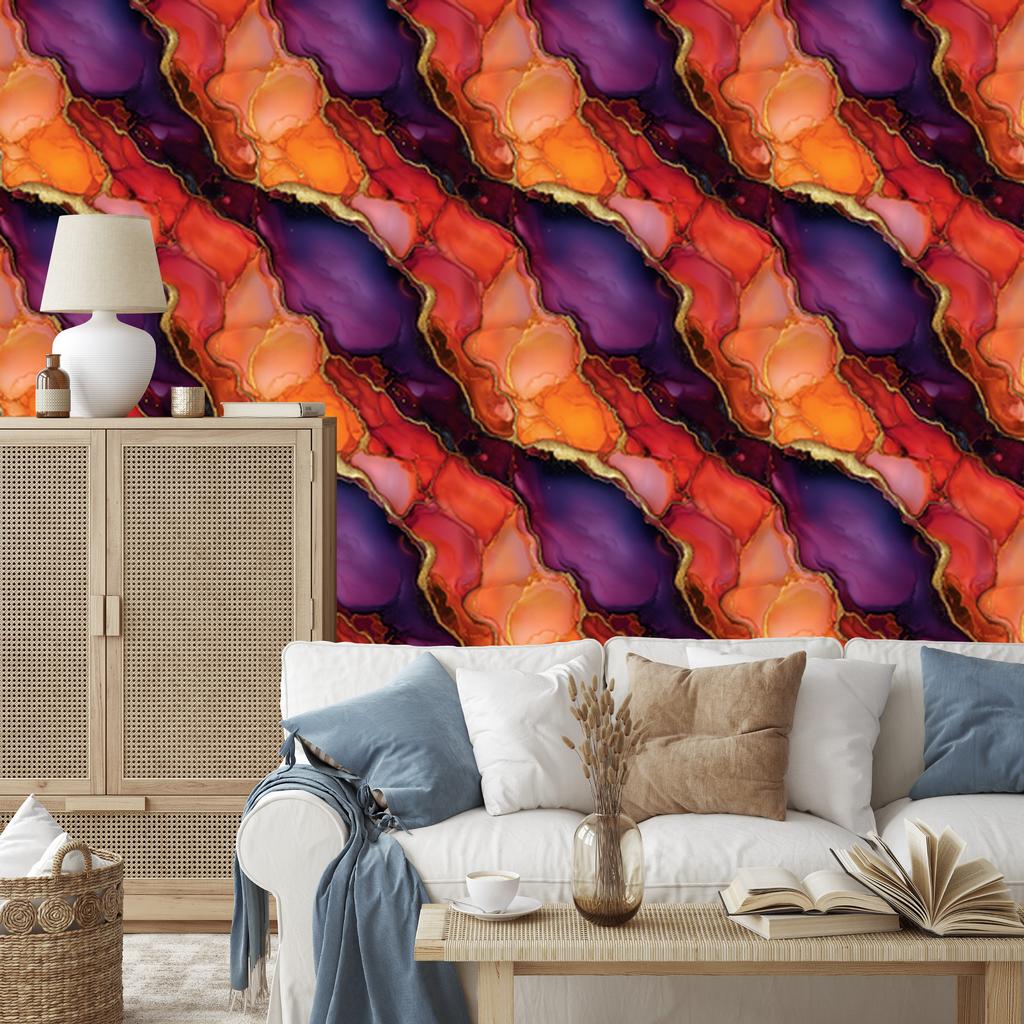 Ink Wallpaper Red, Peach and Orange 50x1000