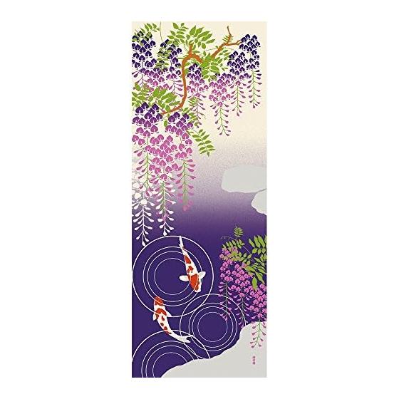 Hamamonyo Tenugui: Wisteria and Ripples