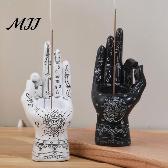 Resin Hand Statue for Meditation Palmistry Incense Holder, Statue, Decorative Mysterious Holder Stick Ancient Mystical Palm Sculpture Home Table Decor
