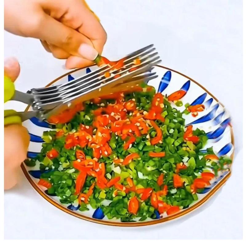 3 / 5vrstvé multifunkční nerezové nůžky na jarní cibulku, nástroj na sekání zeleniny a salátu, kuchyňské nůžky, doplňky