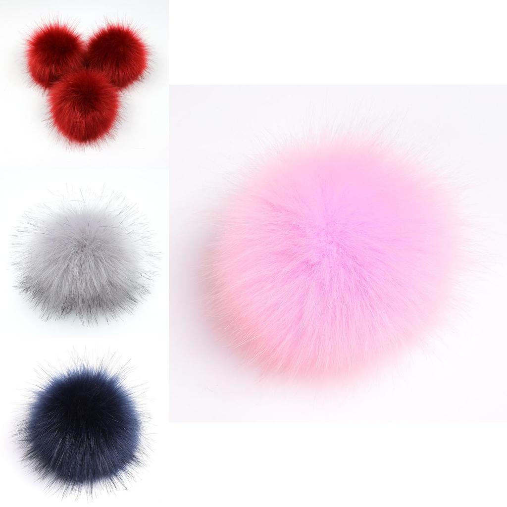 Luxuriöse DIY Damen Faux Waschbärfell Pompons Ball zum Stricken von Mützen