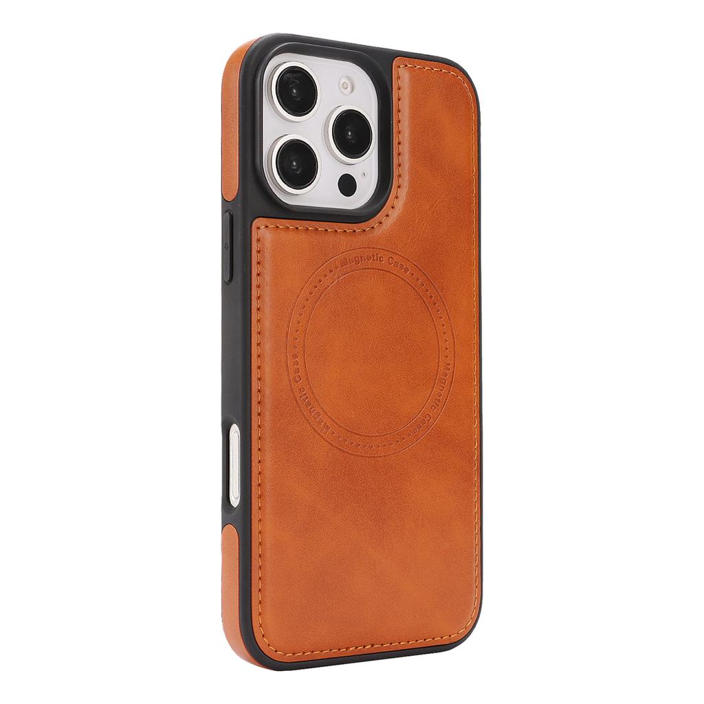 Coque de téléphone à chargement sans fil magnétique pour iPhone 12 - 17, 8 couleurs en cuir PU végan, protection antichoc intégrale