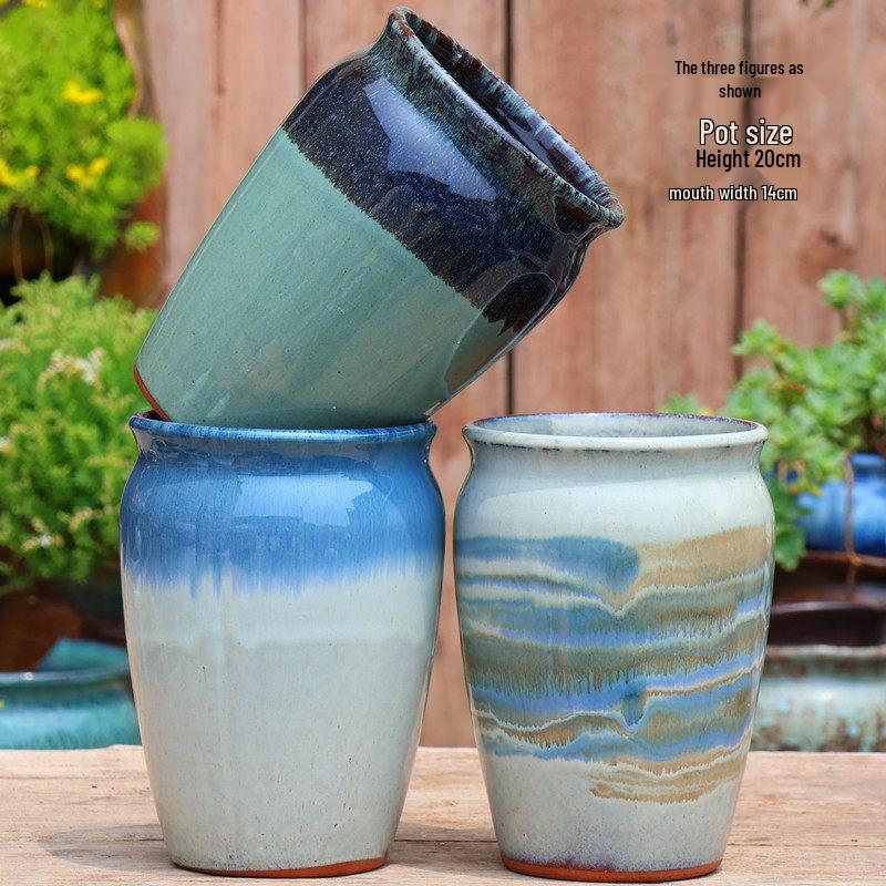 Handmade Coarse Ceramic Succulent Planter, Orchid Breathable Zisha Pot, Old Tree Design, Tall Rose Pot.