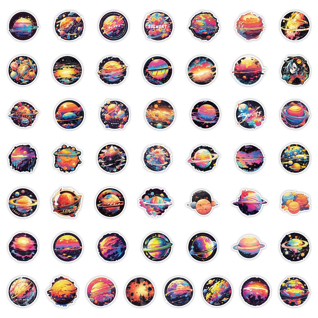 50 Colorful Galaxy Graffiti Stickers Skateboard Suitcase Mobile Phone Decoration Stickers Waterproof Creative Children's Stickers