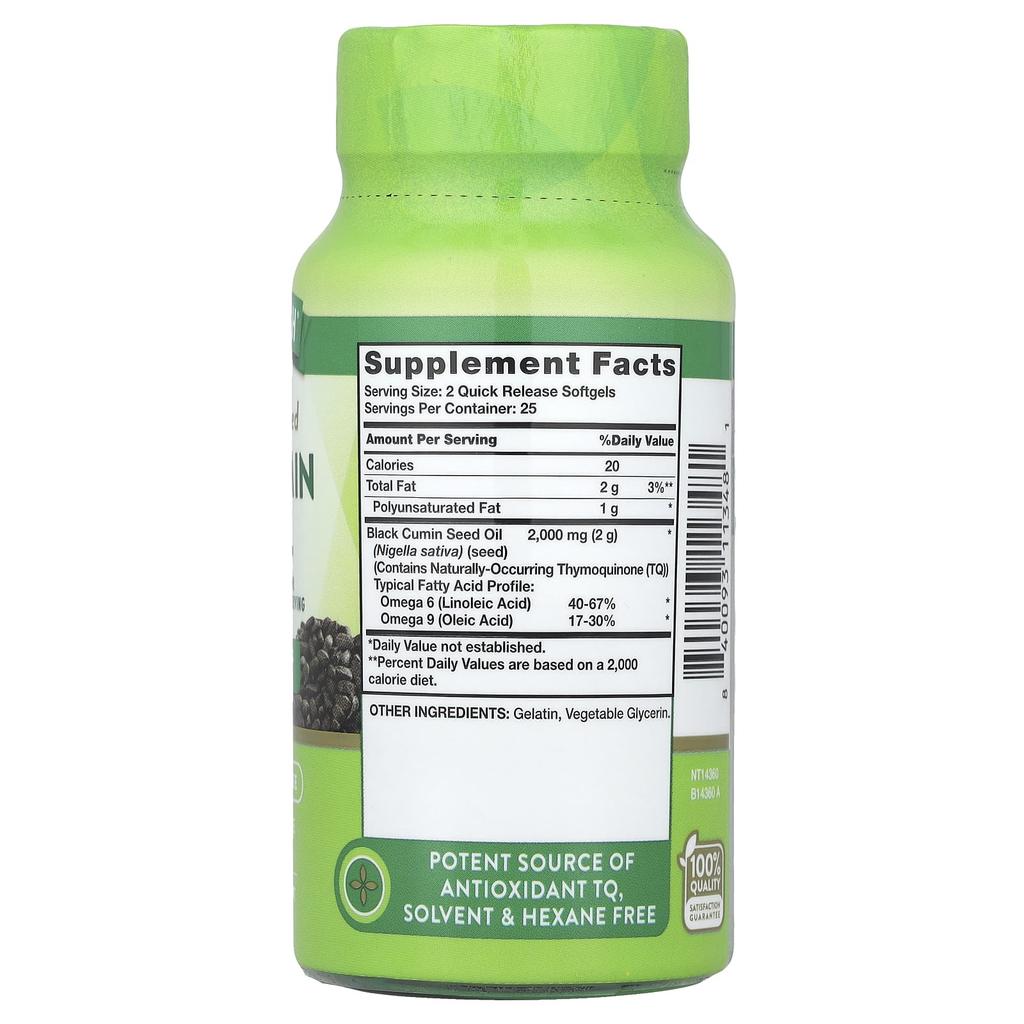 Nature'S Truth, Black Cumin Seed Oil, 2,000Mg, 50 Rapid Release Softgels (1,000Mg per Softgel)