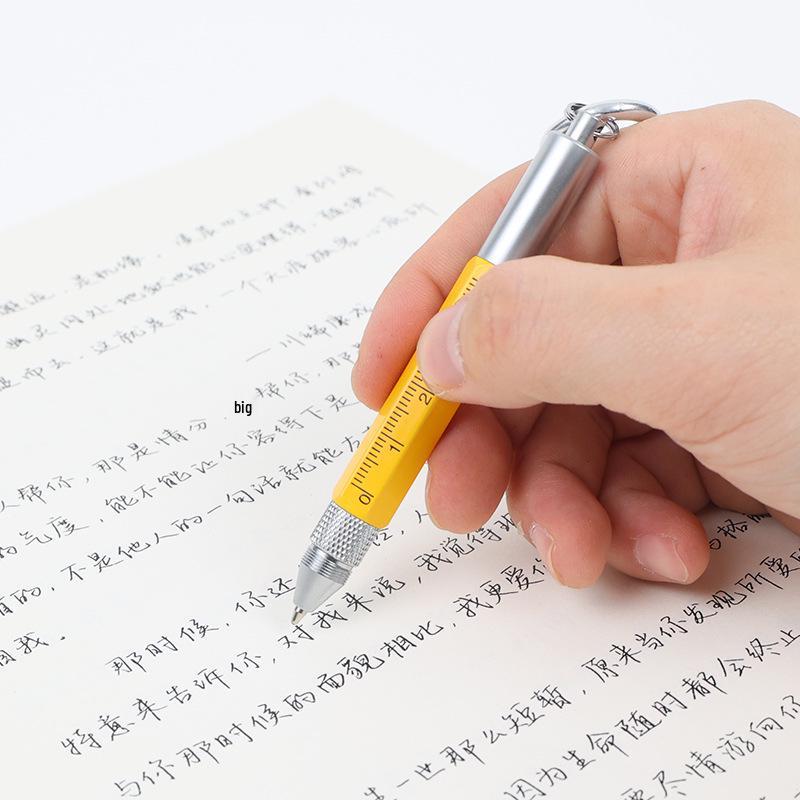 6-in-1 Multifunctional Tool Pen - Metal Ballpoint, Phillips Screwdriver, Ruler, Keychain, Customizable