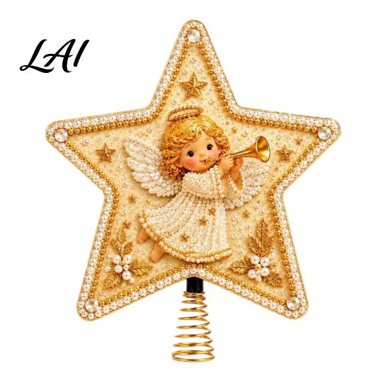 Immersive Festival Crafting DIY Christmas Tree Topper Star Kit with Faux Pearl & Rhinestone Materials Santa Snowman Reindeer Handmade Angel