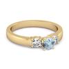 Blue Topaz Three Stone Ring -925 Sterling Silver Gold Vermeil
