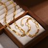 18K Gold Women's Stainless Steel Rectangular Link Chain Necklace - European & American Style Jewelry 1822.