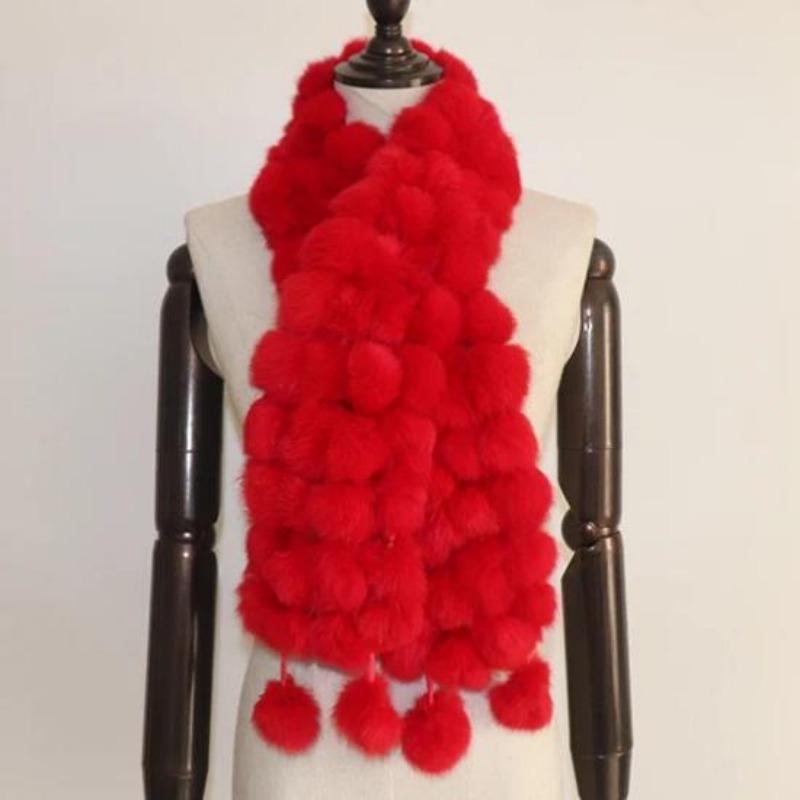 Women Winter Warm Rabbit Fur Scarf Hot Sale Natural Rabbit Fur Muffle Lady Scarves