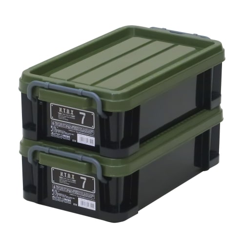 JEJ Astage Storage Box, X Series NT Box #7, Black Green, Disaster Preparedness, 8.7 x 13.2 x 4.7 inches (20 x 34 x 11 cm), Made in Japan, Stackable